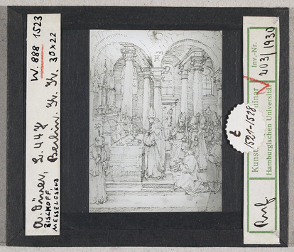 Vorschaubild Albrecht Dürer: Bischof, Messe lesend. Berlin, Kupferstichkabinett 
